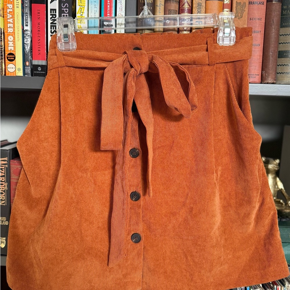 SHEIN Terracotta Corduroy Mini Skirt